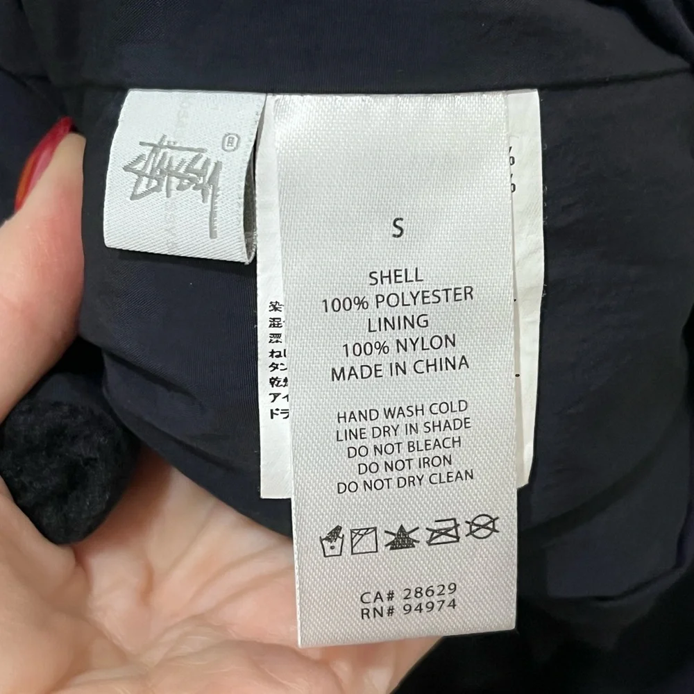 Stussy Color Block Sherpa Jacket Zip Up Fleece Sweatshirt Black Neon Small